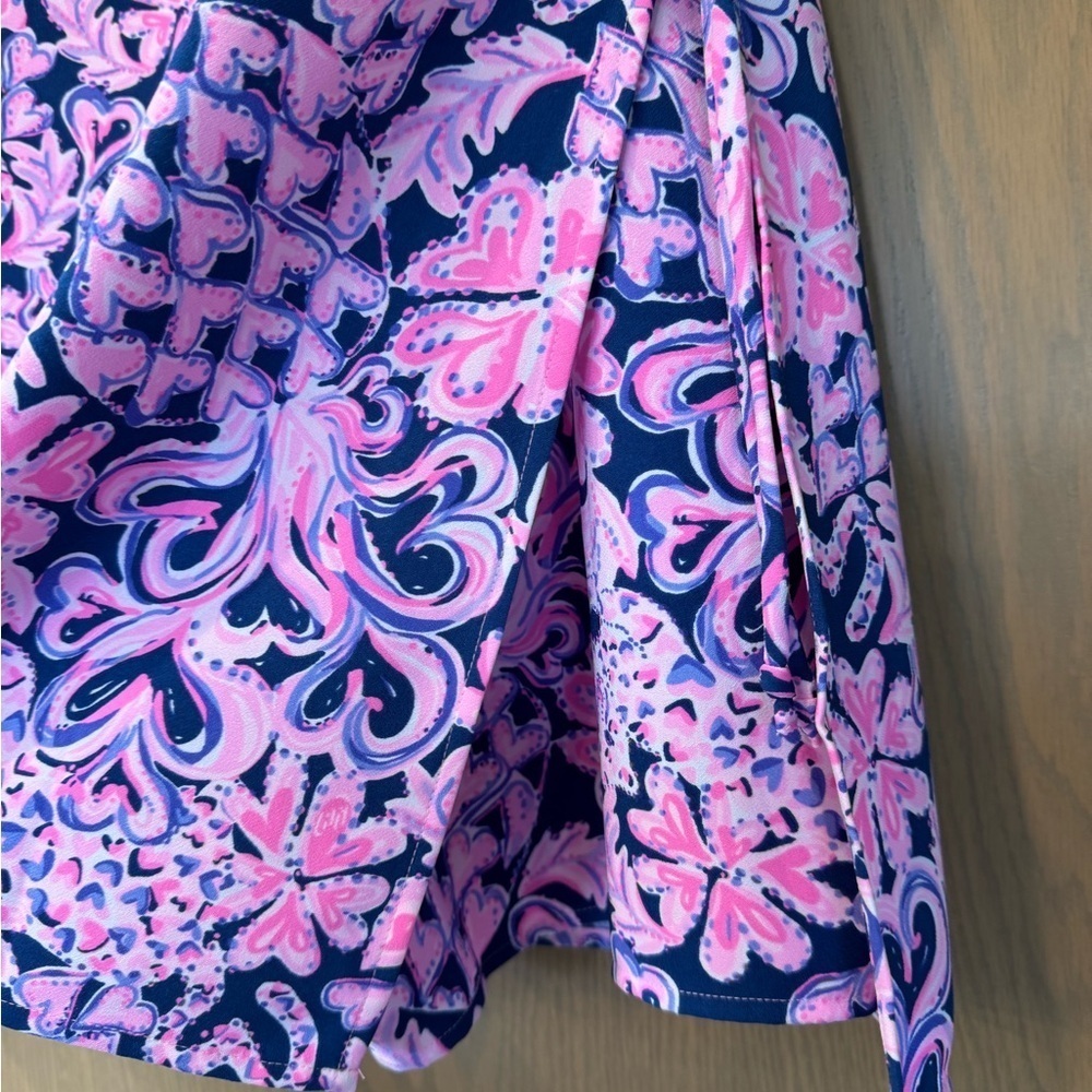 Lilly Pulitzer Pink and Blue Heart Cheetah Skort Dress Slit Side / 6 - Picture 10 of 15